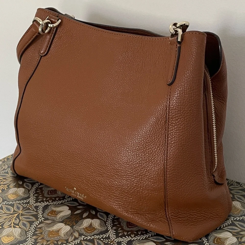 Kate Spade Jackson Triple Compartment Shoulder Tote Satchel Gingerbread color